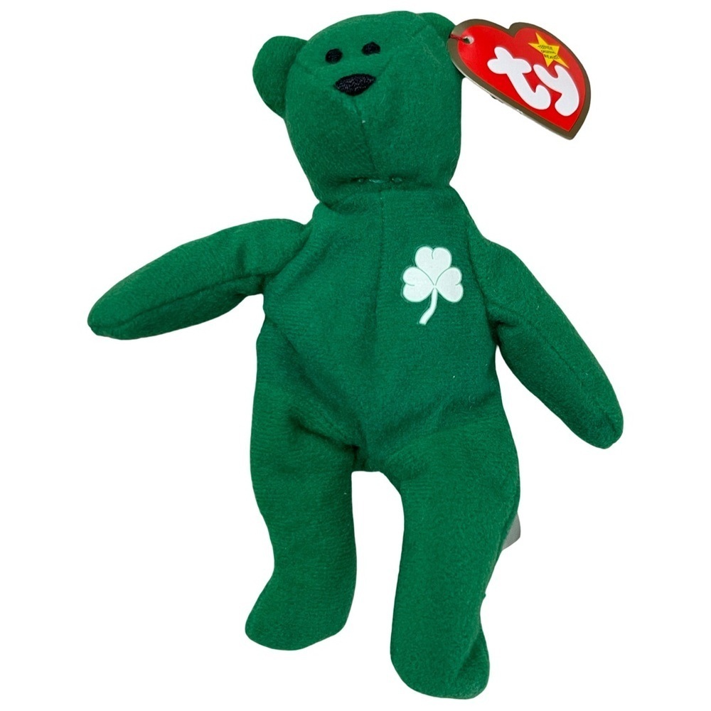 Ty Teenie Beanie Babies Green Shamrock Teddy Bear “Erin” RARE 1993